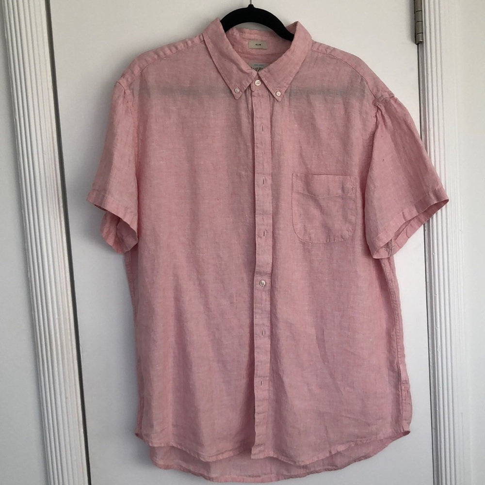 Men’s J. Crew Irish Linen Slim Fit Short Sleeve Button Down